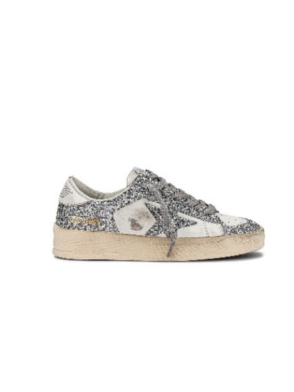 Golden Goose Silver Glitter Low-Top Sneakers with Cream Sole*LIKE NEW* no box